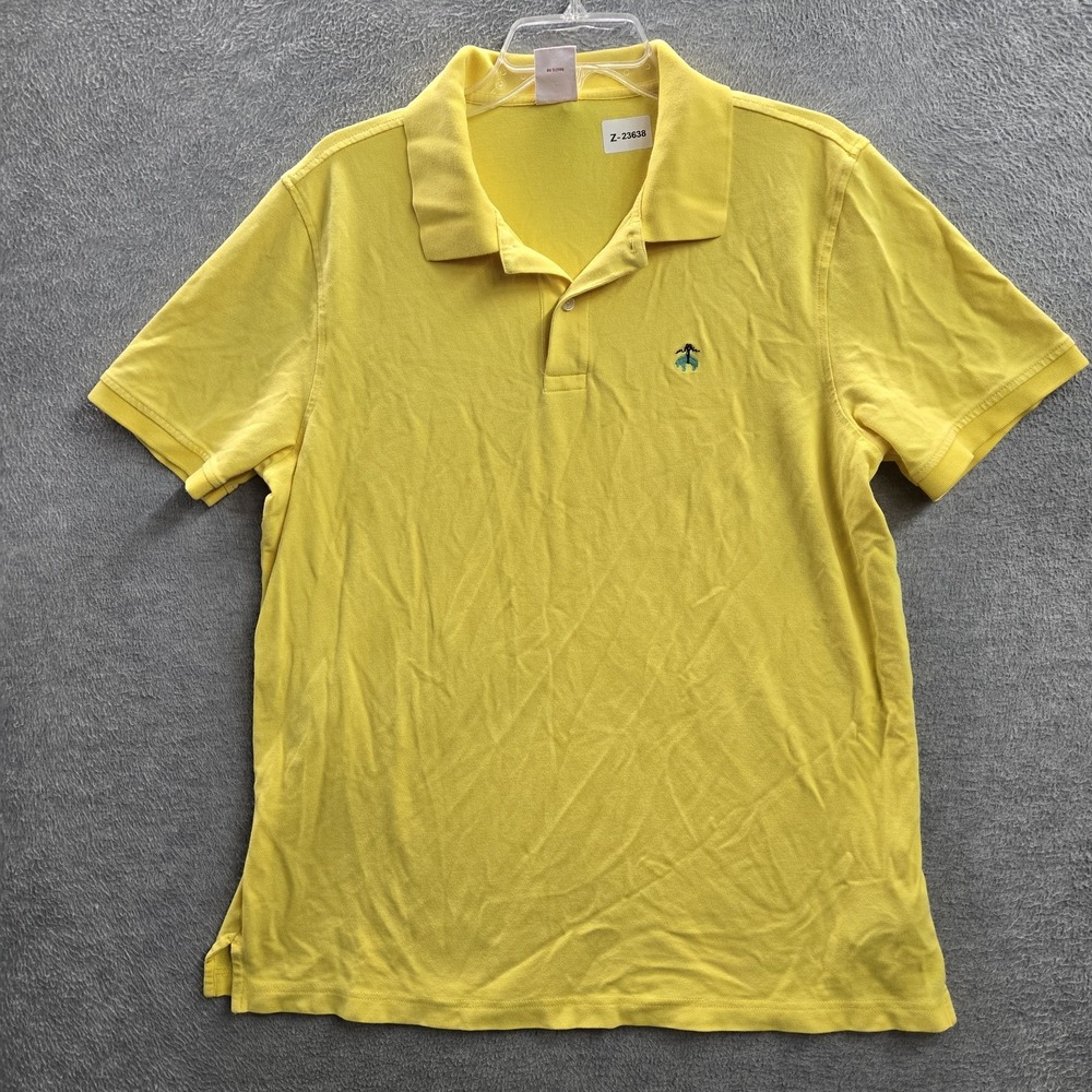 Brooks Brothers Men Polo L‎ Yellow Embroidered Supima Cotton 1818 Y2K